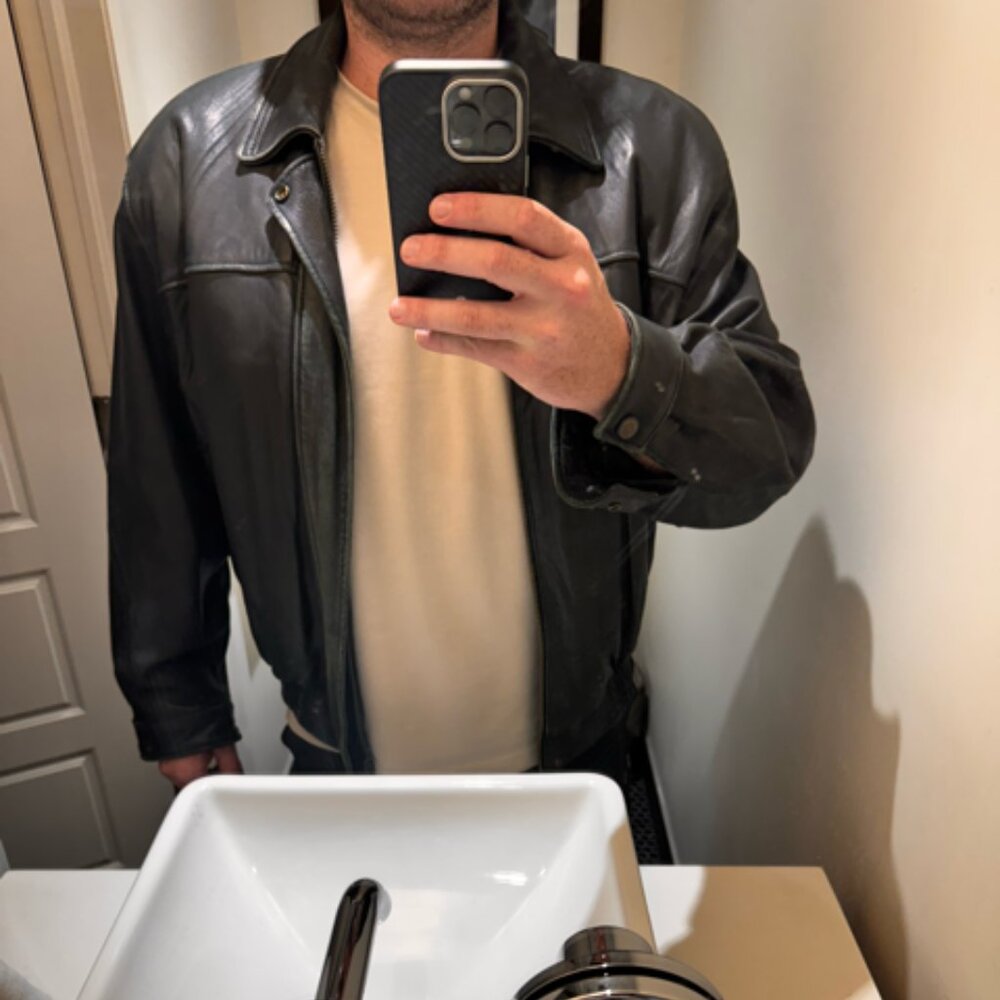 Vintage Danier Black Leather Bomber Jacket